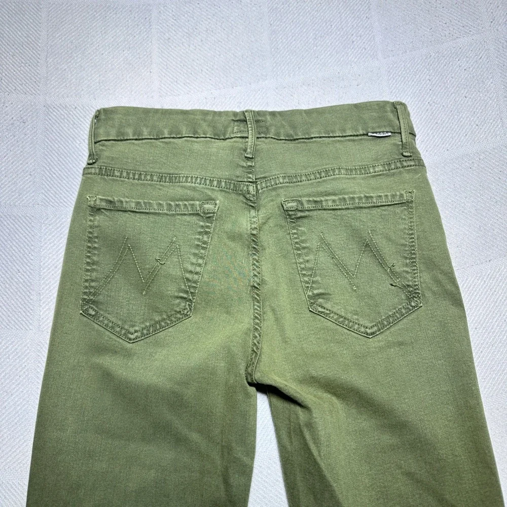 Mother High Waisted Looker Ankle Fray Jeans Womens 28 Stretch Military Green